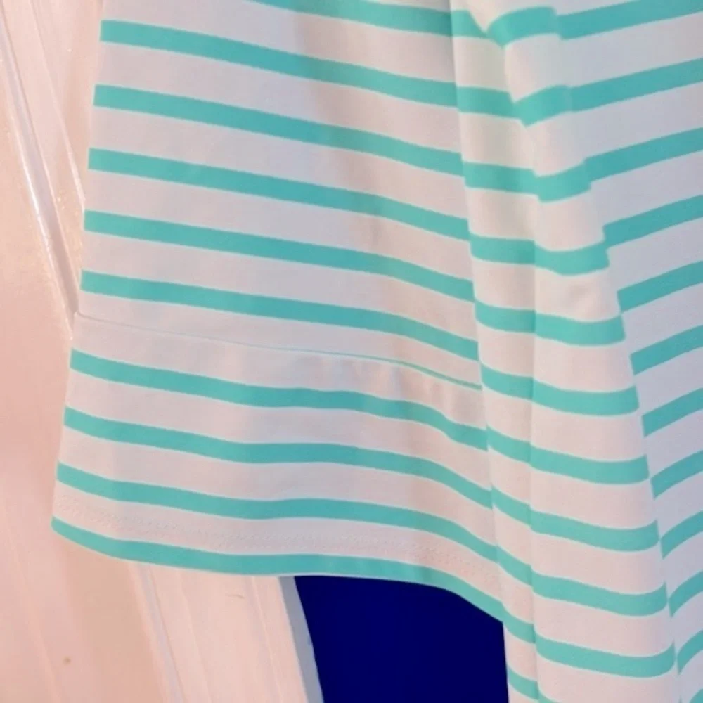 Kids Cabana Life Green & White Striped Nylon & Spandex Swim Cover Up Size 14